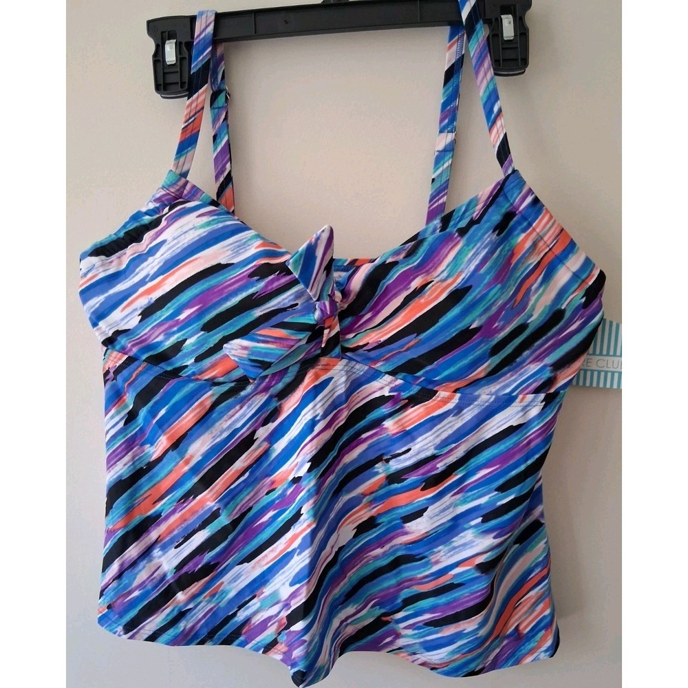 Swimsuits‎ For All Tankini Swim Top Womens 18 Multicolor Flare Shore Club New